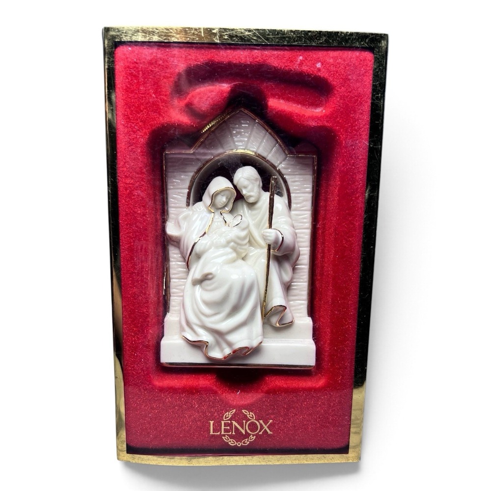 Lenox Holy Family Nativity Christmas Ornament Porcelain Mary Joseph Jesus Vintag